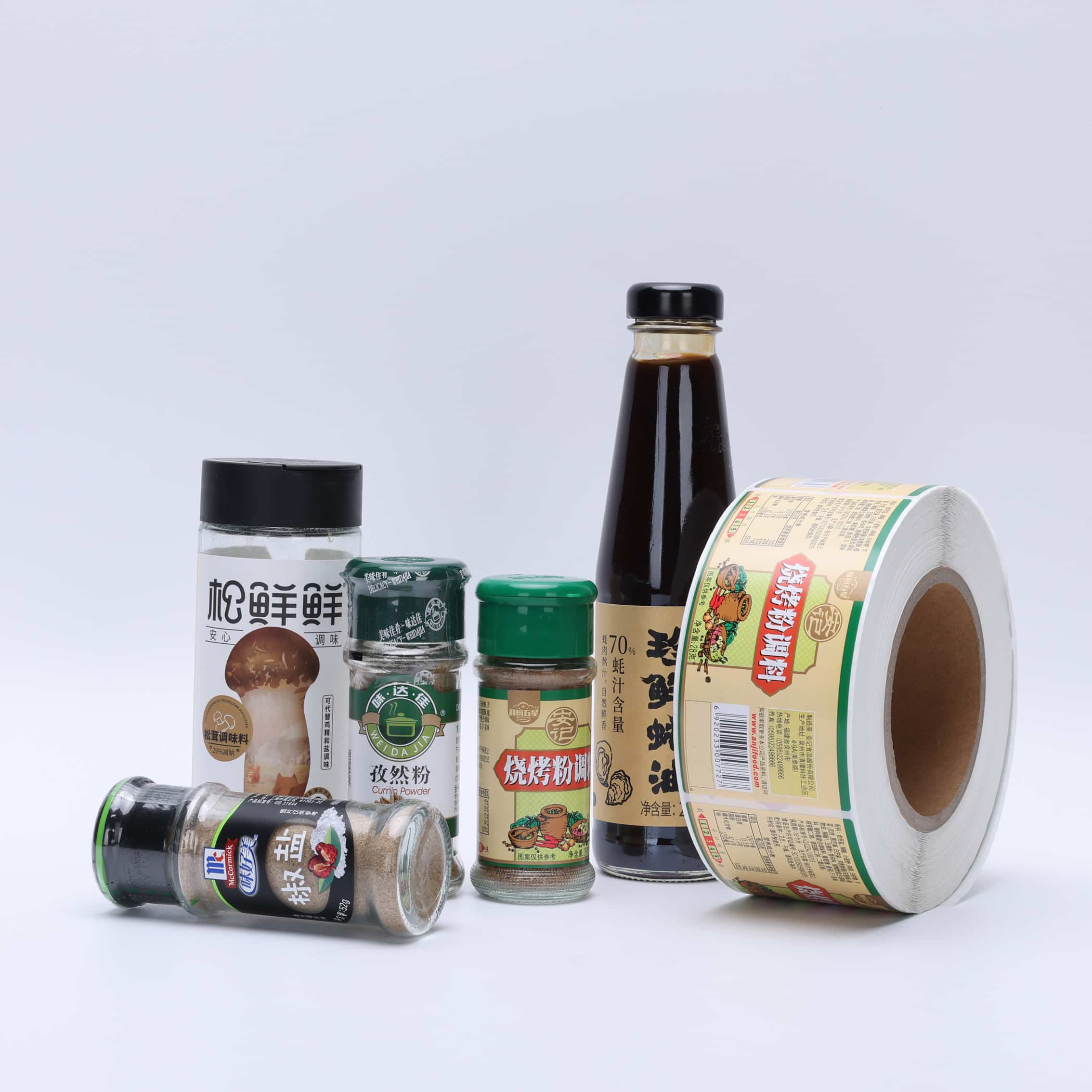 Sauce and condiment bottles with custom labels